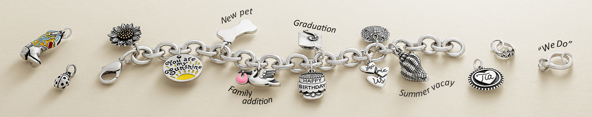 Custom jewelry is just a few steps away. With our Create Your Own tool, it's easy to personalize your look with charms, engraving and more.