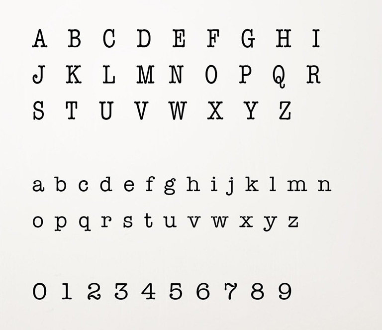 Typewriter Character Chart