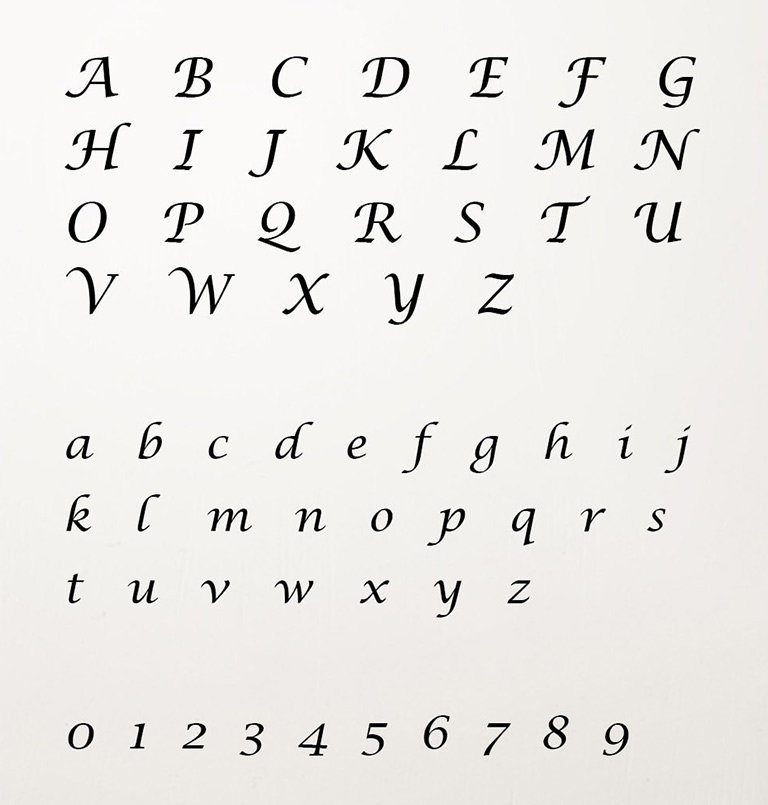 Lucida Calligraphy Character Chart